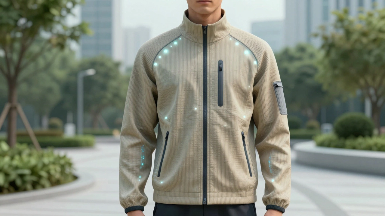 Futuristic sportswear with smart sensors and sustainable materials