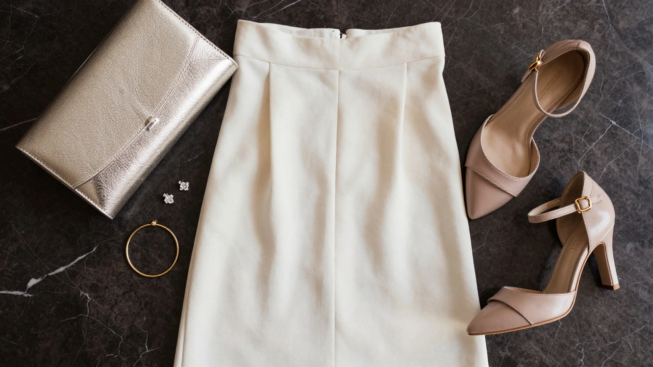 Elegant evening accessories including clutch and jewelry