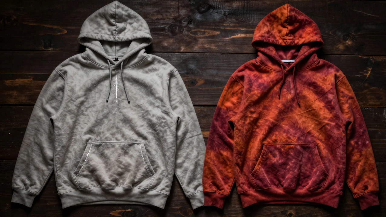 Comparison of garment-dyed vs piece-dyed hoodie fabrics