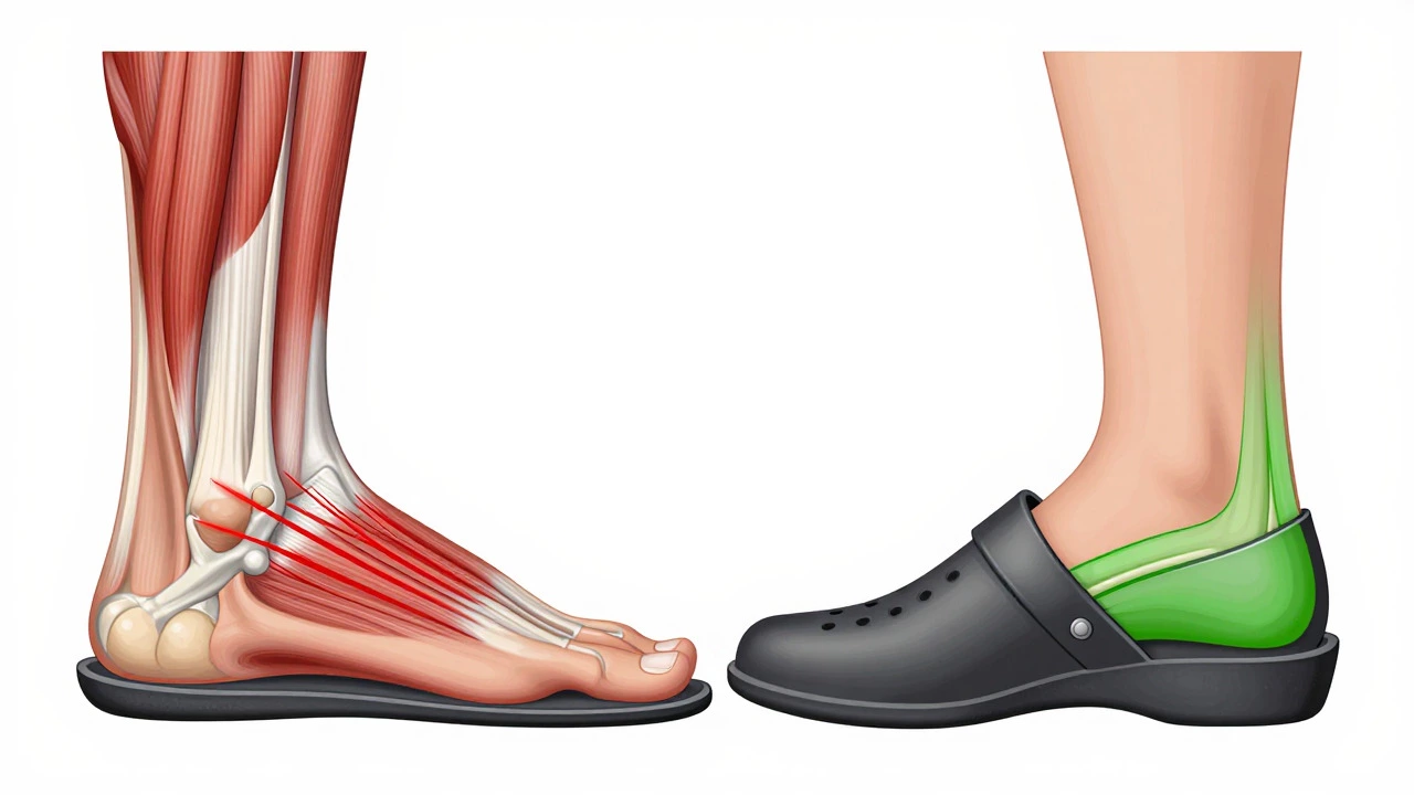 Diagram comparing supported vs unsupported foot arches
